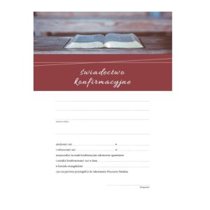 Świadectwo konfirmacyjne – otwarta Biblia